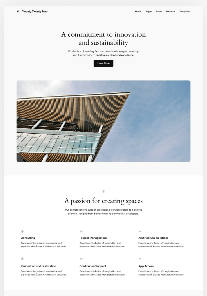 WordPress 2024 theme default variation